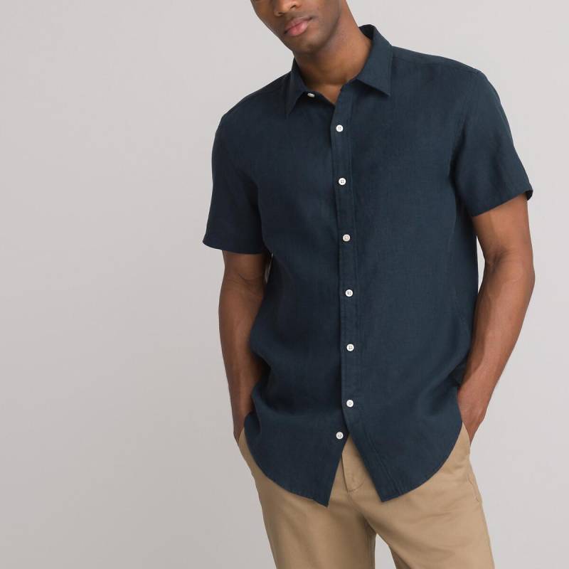 Kurzärmeliges Leinenhemd Herren Blau XL von La Redoute Collections