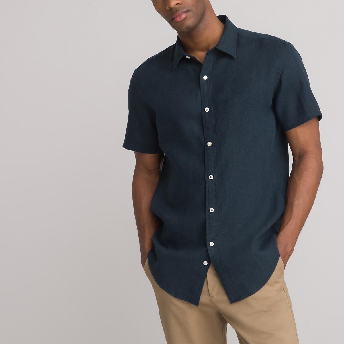 Kurzärmeliges Leinenhemd Herren Blau XXXL von La Redoute Collections