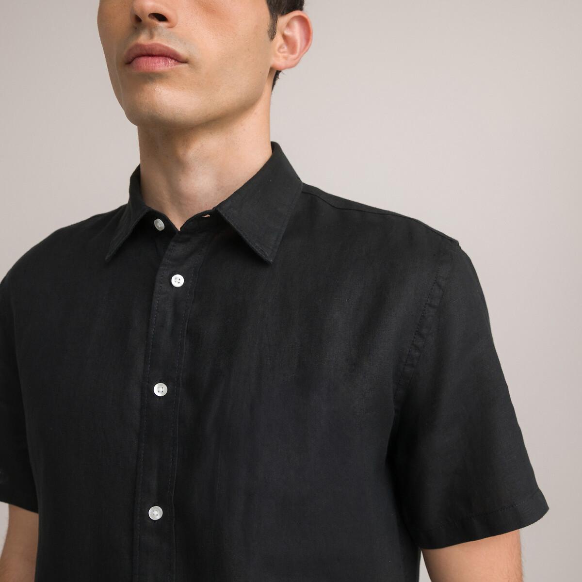 Kurzärmeliges Leinenhemd Herren Schwarz XL von La Redoute Collections