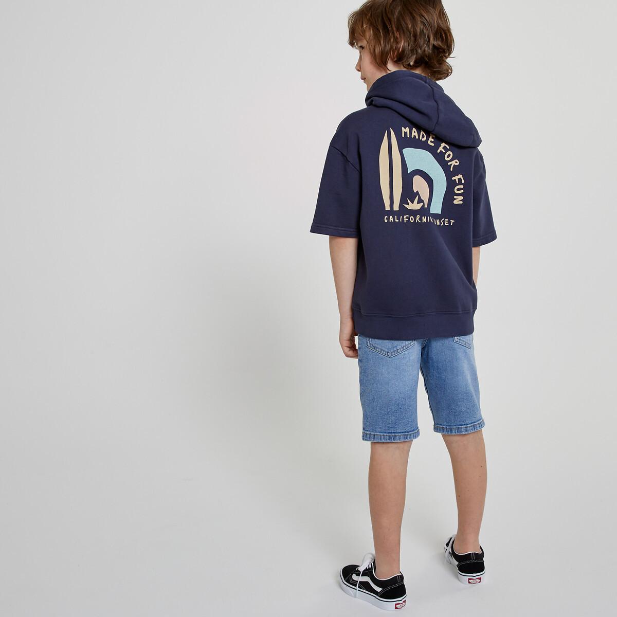 Kurzärmeliges Kapuzensweatshirt Jungen Blau 102 von La Redoute Collections