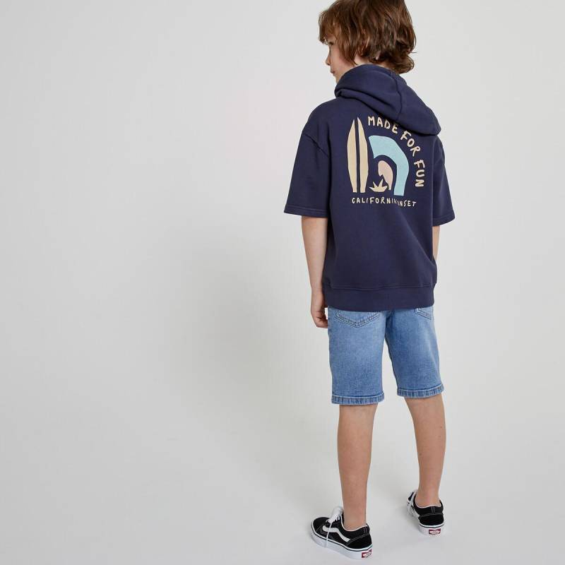 Kurzärmeliges Kapuzensweatshirt Jungen Blau 114 von La Redoute Collections