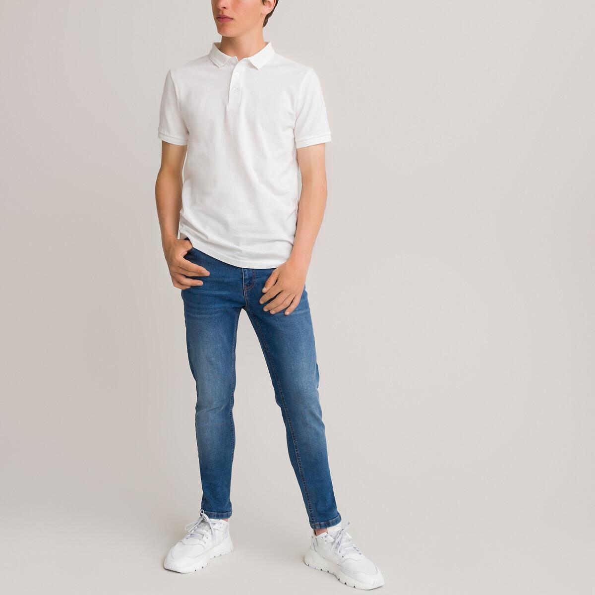 Kurzärmeliges Poloshirt Aus Pikee Jungen Weiss S von La Redoute Collections