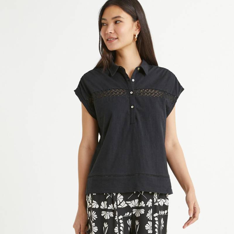 Kurzärmeliges Poloshirt Damen Schwarz 33/34 von La Redoute Collections