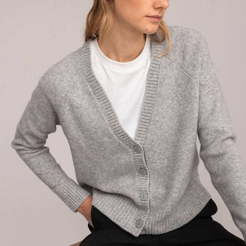 Kurze Strickjacke Damen Grau L von La Redoute Collections