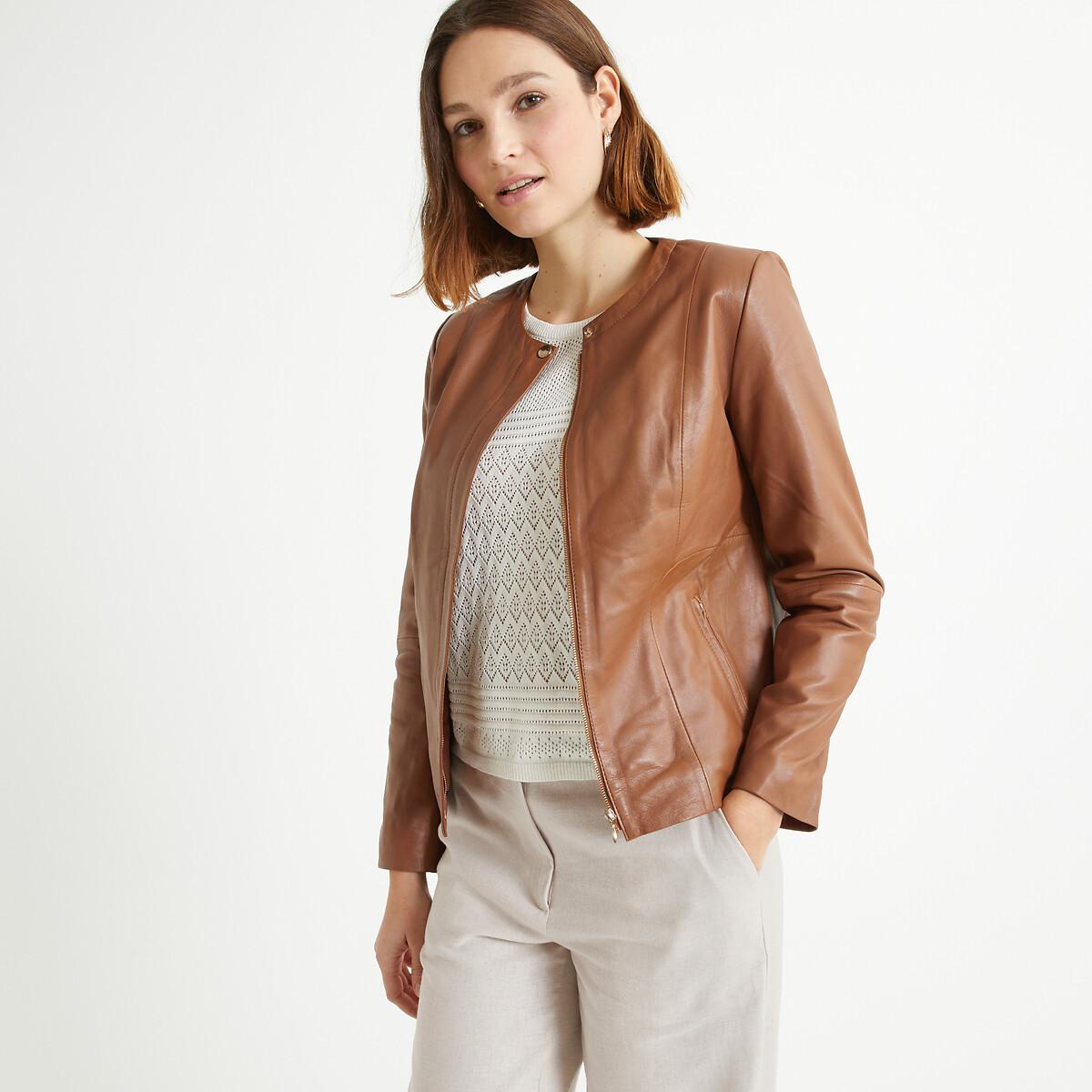 La Redoute Collections - Kurzer Blouson aus Schafsleder, für Damen, Braun, Größe 36 von La Redoute Collections