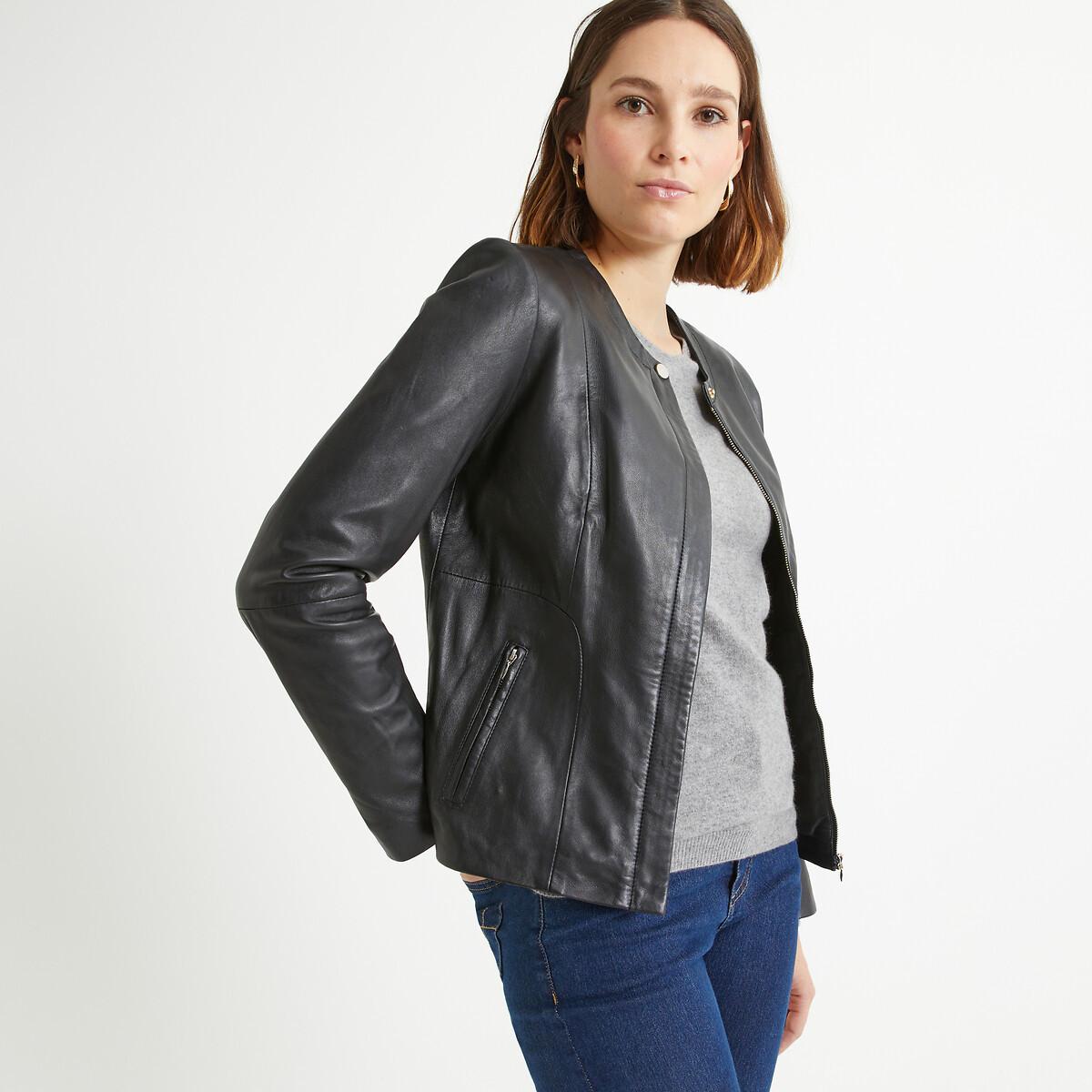 La Redoute Collections - Kurzer Blouson aus Schafsleder, für Damen, Schwarz, Größe 36 von La Redoute Collections