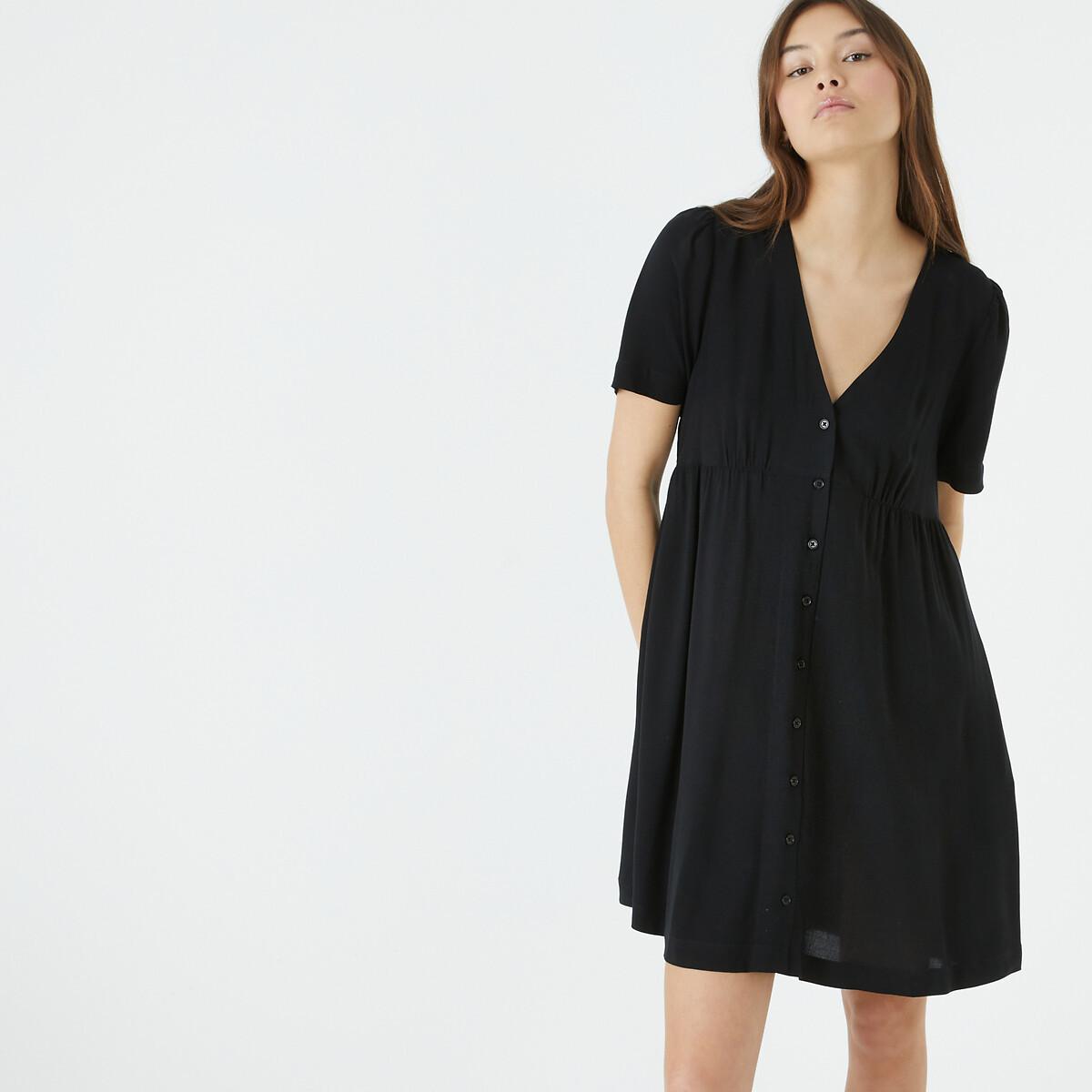 Kurzes Kleid Mit V-ausschnitt Damen Schwarz 34 von La Redoute Collections
