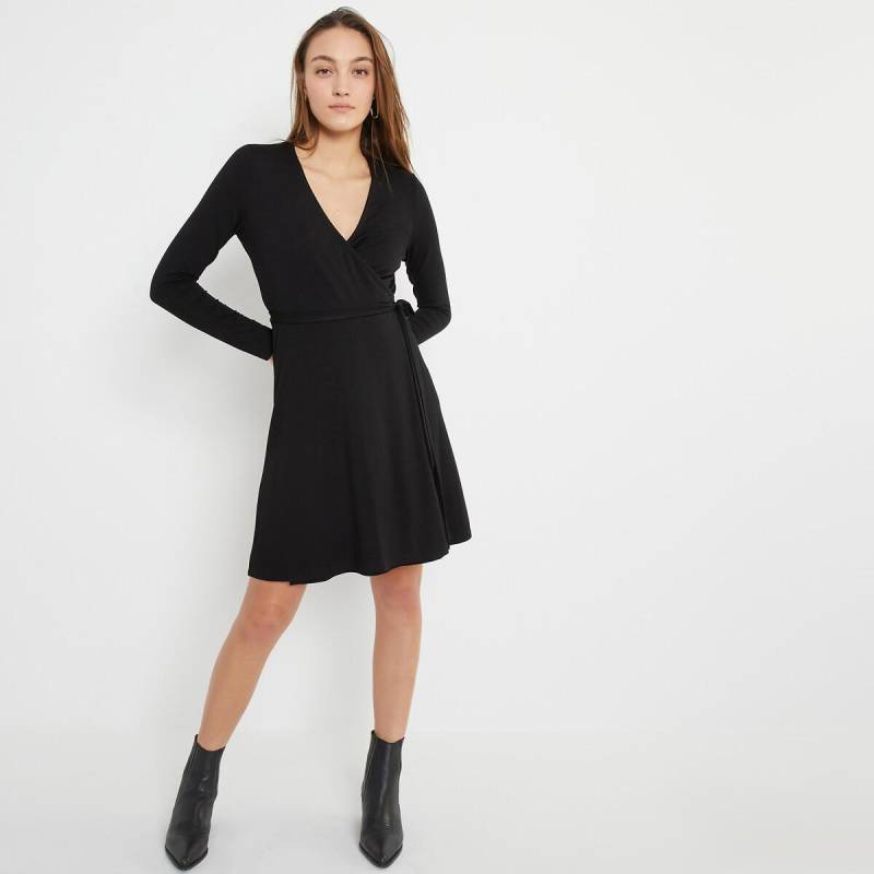 Kurzes Wickelkleid Aus Jersey Damen Schwarz L von La Redoute Collections