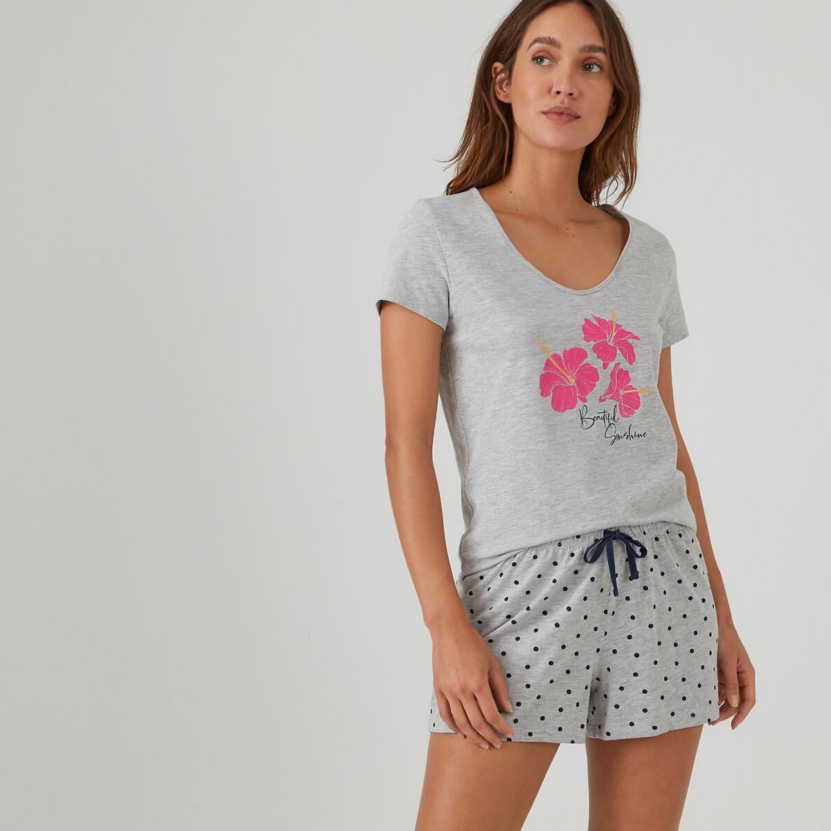 Kurzpyjama Damen Weiss Bedruckt 38 von La Redoute Collections