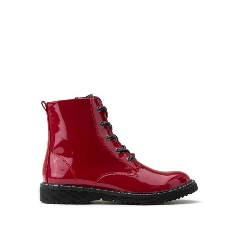 Lackierte Stiefeletten Mit Reissverschluss Und Schnürung Damen Rot 27 von La Redoute Collections