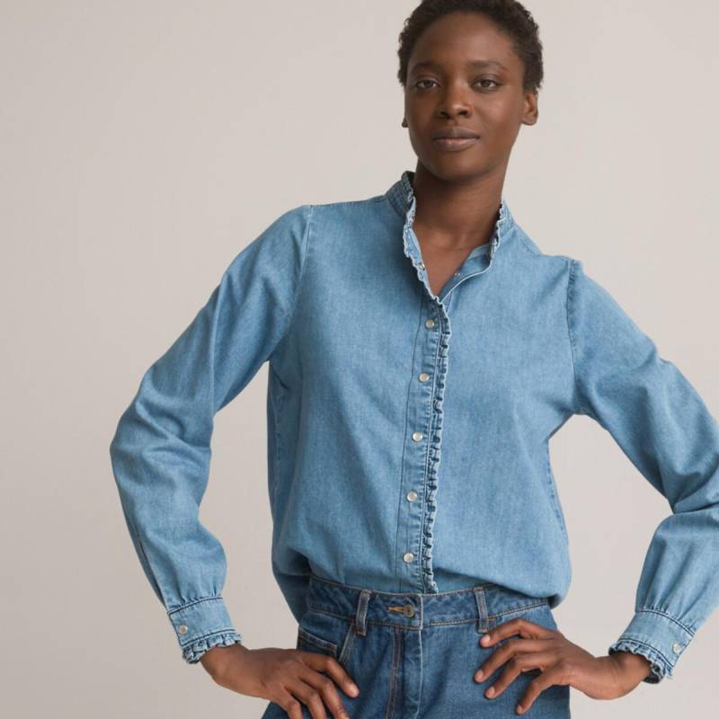 Langärmelige Jeansbluse Damen Blau 38 von La Redoute Collections