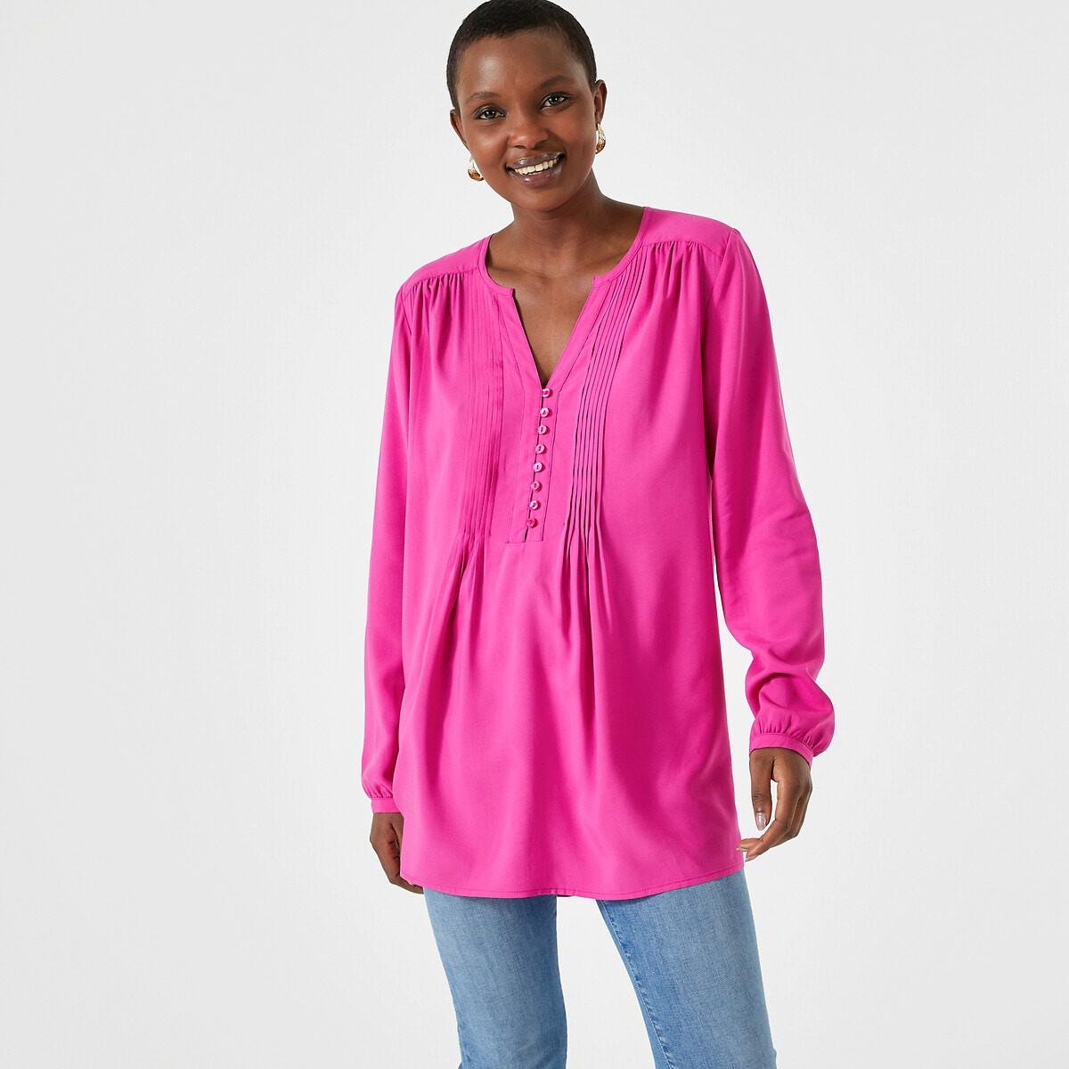 Langärmelige Tunika Aus Voile Damen Rosa 50 von La Redoute Collections