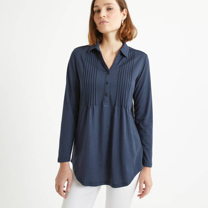 Langärmeliges Blusenshirt Mit Polokragen Damen Blau 33/34 von La Redoute Collections