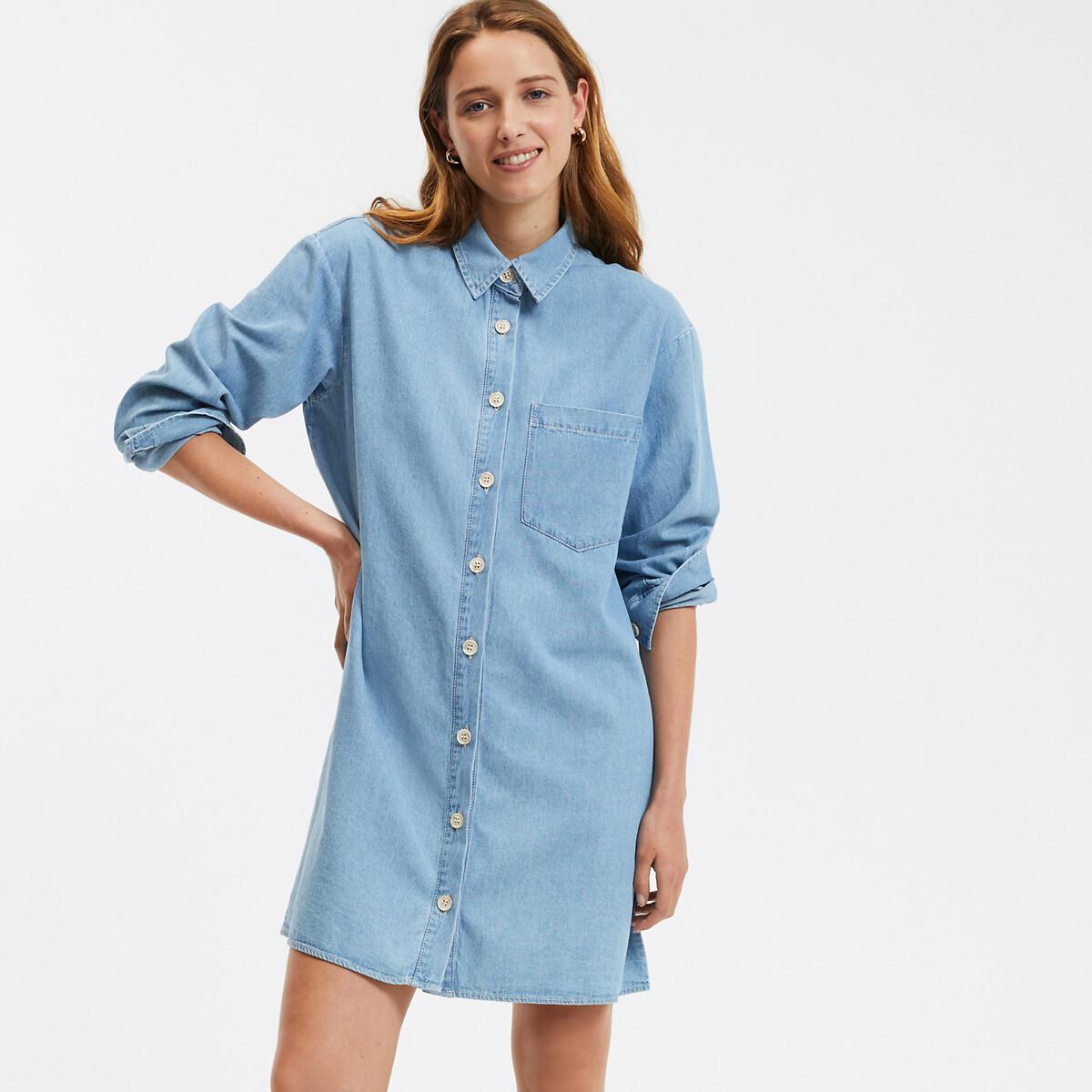 Langärmeliges Jeanskleid Damen Blau 32 von La Redoute Collections