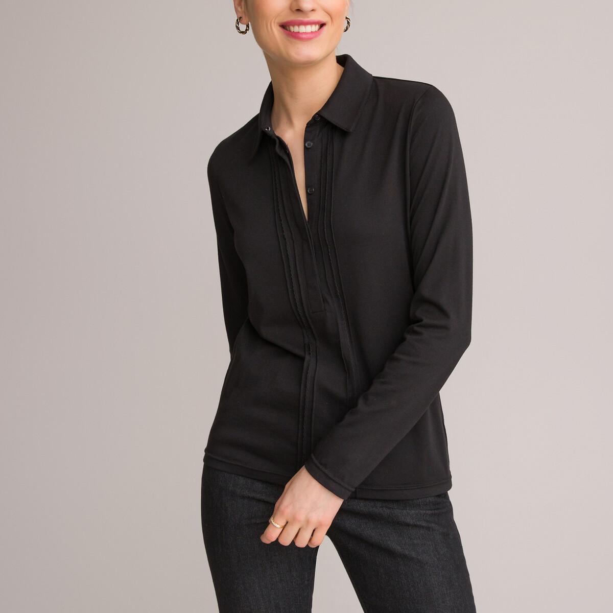 Langärmeliges Poloshirt Damen Schwarz 38 von La Redoute Collections