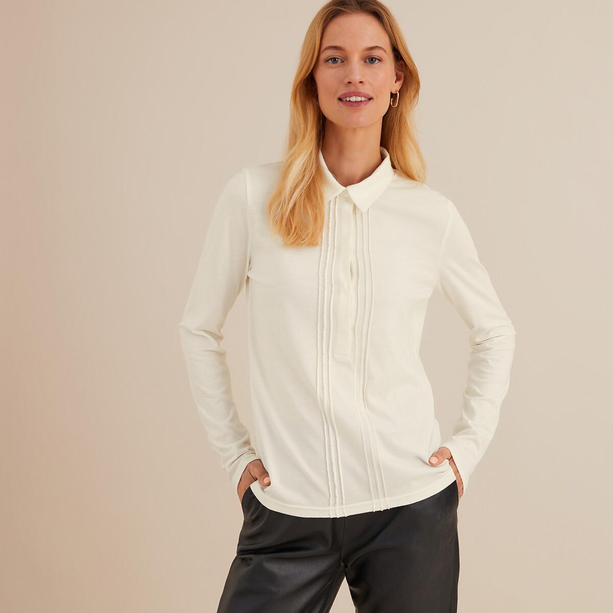 La Redoute Collections - Langärmeliges Poloshirt, für Damen, Weiss, Größe 46 von La Redoute Collections