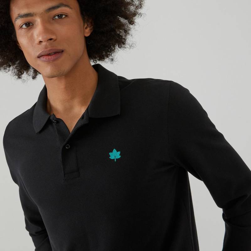 Langärmeliges Poloshirt Herren Schwarz 3XL von La Redoute Collections