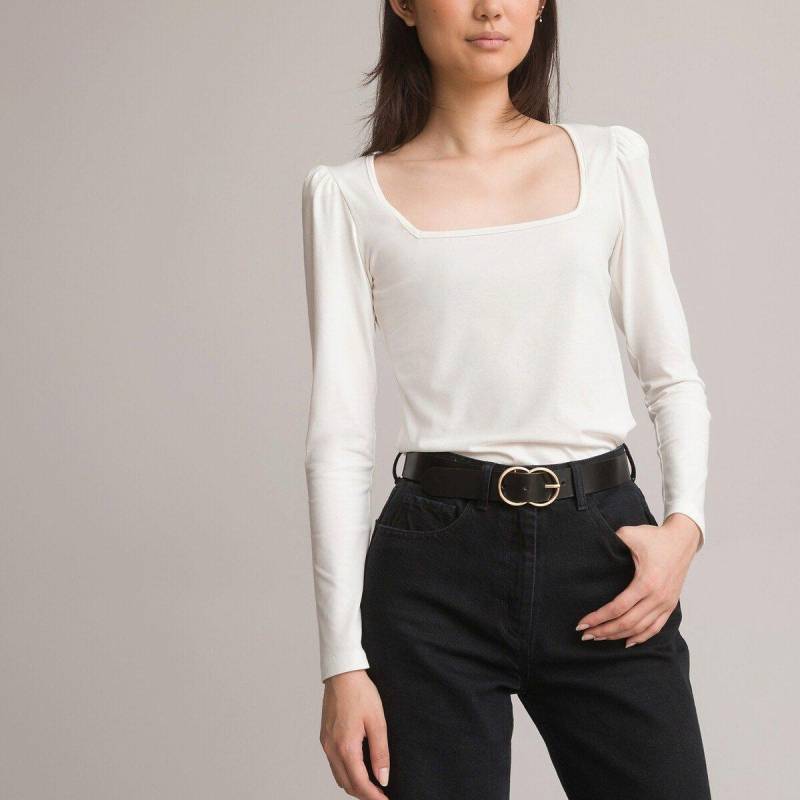 Langarm-shirt Mit Karree-ausschnitt Damen Weiss L von La Redoute Collections