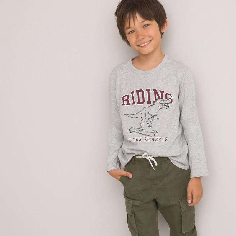 Langarm-shirt Mit Dino-motiv Jungen Grau 126 von La Redoute Collections