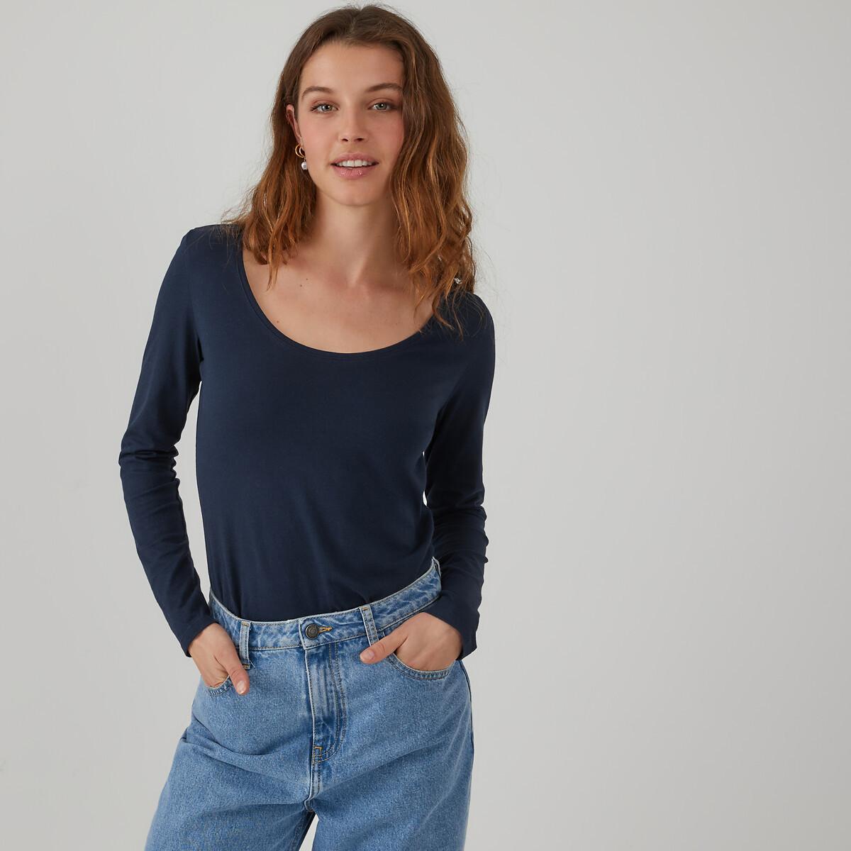 Gestreiftes Langarm-shirt Mit Rundem Ausschnitt Damen Blau L von La Redoute Collections