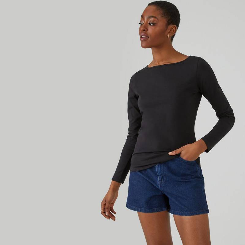 Langarmshirt Mit U-boot-ausschnitt Damen Schwarz XS von La Redoute Collections