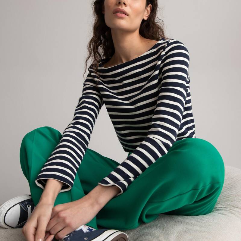 Langarmshirt Mit U-boot-ausschnitt Und Streifenmuster Damen Blau L von La Redoute Collections