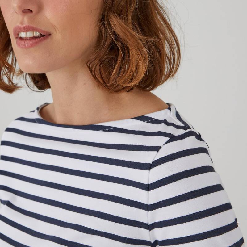 Langarmshirt Mit U-boot-ausschnitt Und Streifenmuster Damen Weiss M von La Redoute Collections