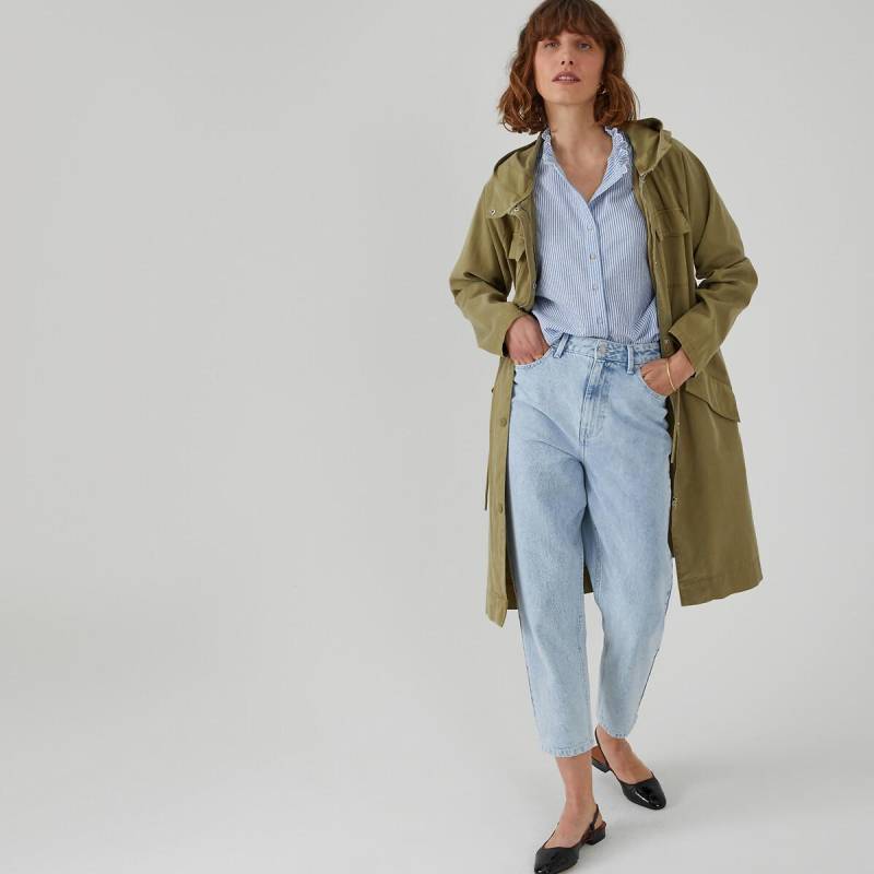 Langer Parka Mit Kapuze Und Druckknopfleiste Damen Grün 44 von La Redoute Collections