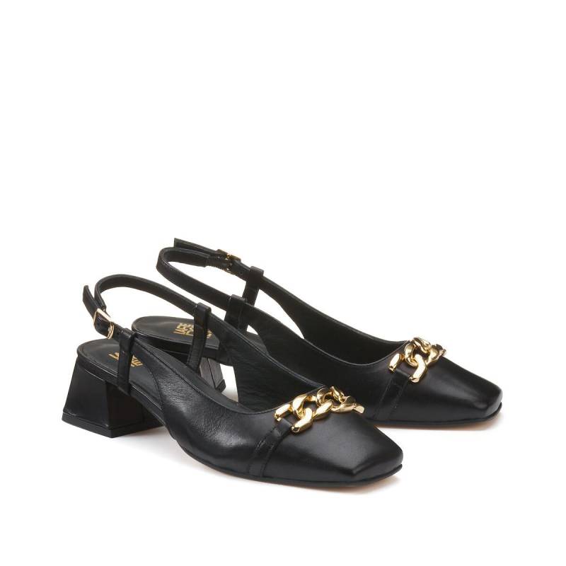 Leder-ballerinas Mit Breitem Absatz Damen Schwarz 37 von La Redoute Collections