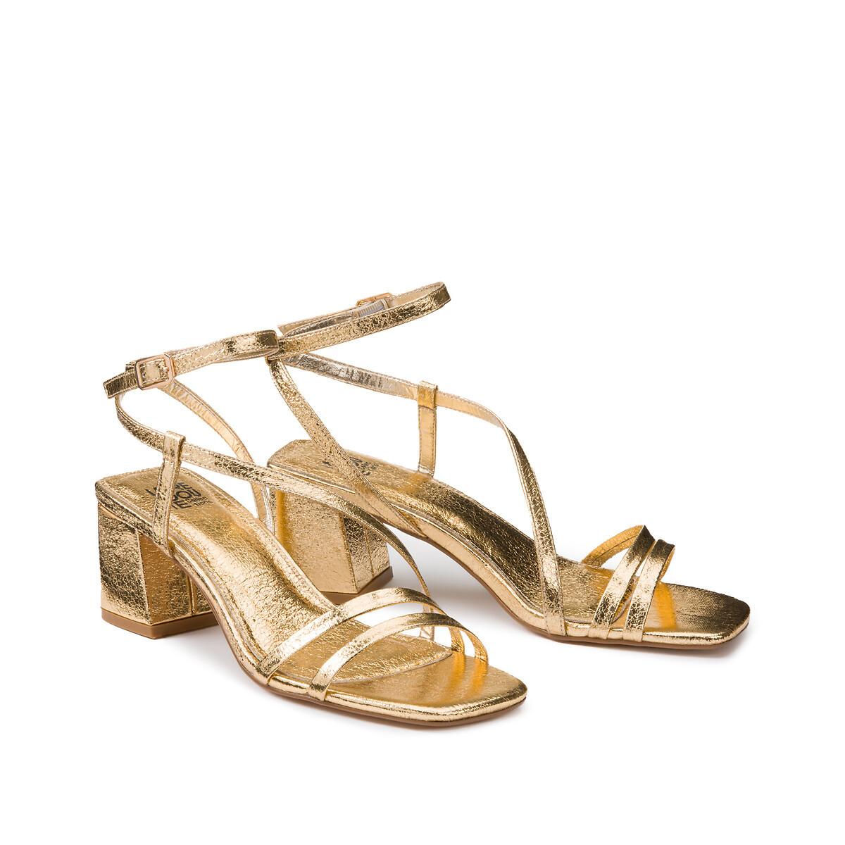 Leder-sandaletten Mit Knöchelriemen Damen Gold 39 von La Redoute Collections