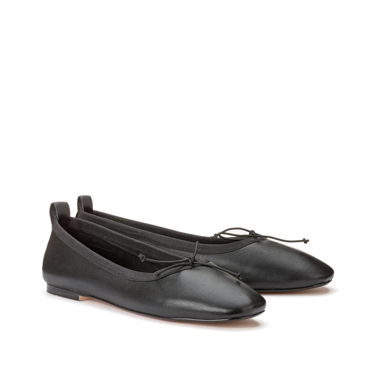 La Redoute Collections - Lederballerinas mit Schleife, für Damen, Schwarz, Größe 36 von La Redoute Collections