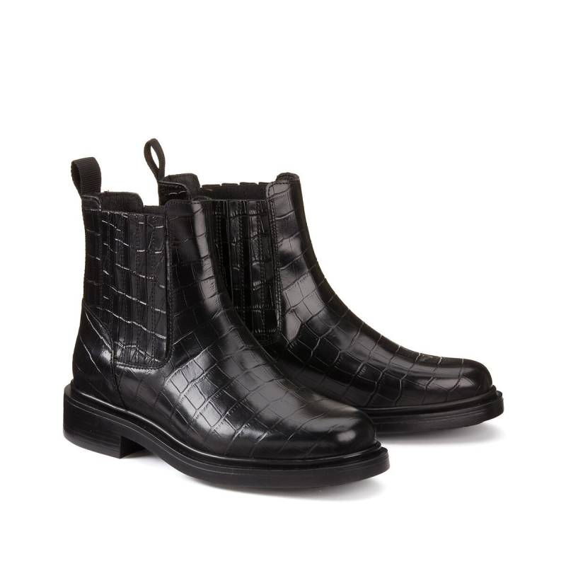 Leder-boots In Kroko-optik Damen Schwarz 36 von La Redoute Collections