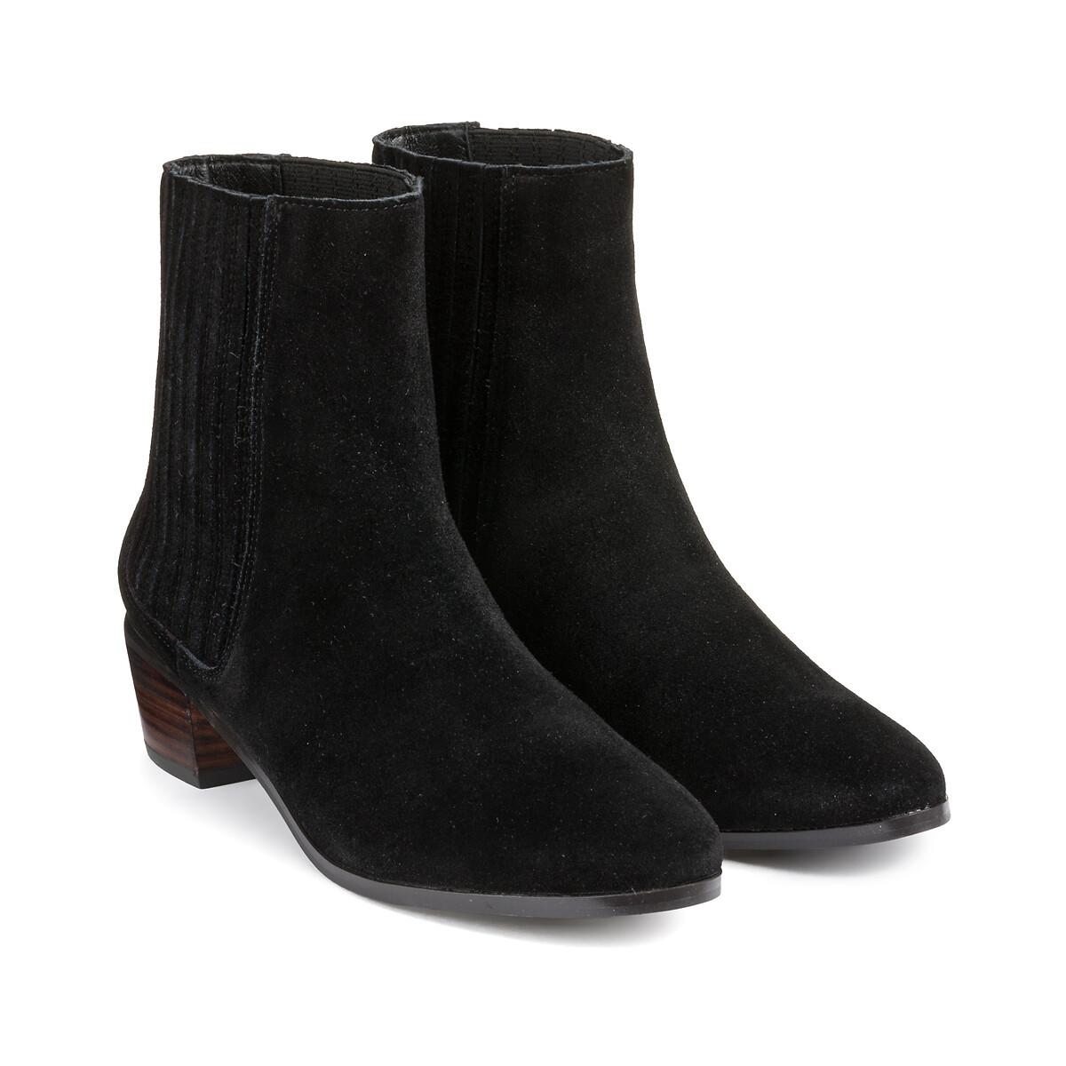 Western-boots Aus Veloursleder Damen Schwarz 37 von La Redoute Collections