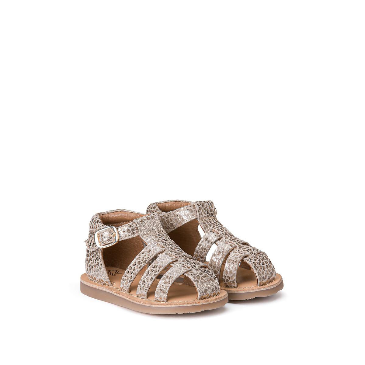 La Redoute Collections - Ledersandalen, für Damen, Gold, Größe 24 von La Redoute Collections