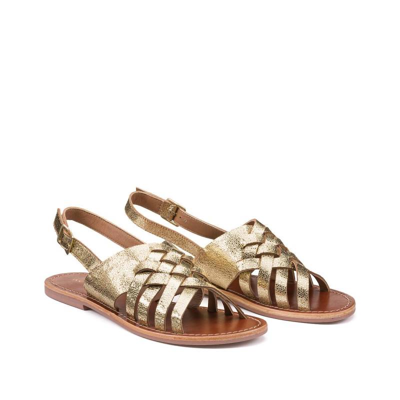 Ledersandalen Mit Geflochtenen Riemen Damen Gold 37 von La Redoute Collections