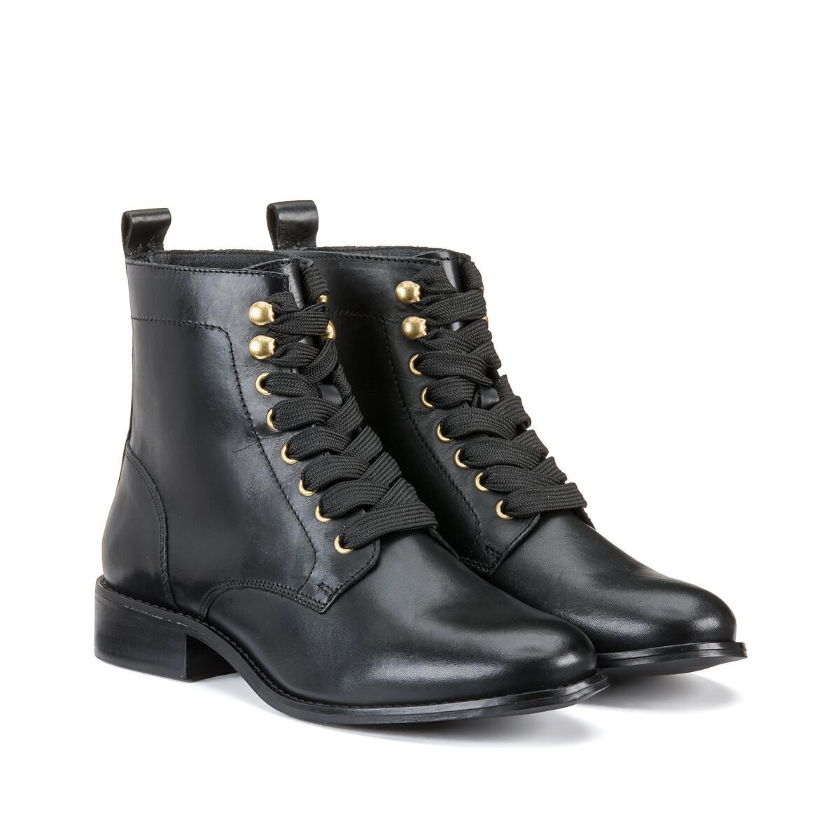 Lederstiefel Mit Schnürung Damen Schwarz 37 von La Redoute Collections