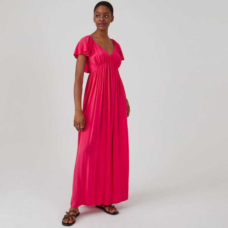 Maxikleid Mit Kurzen Volantärmeln Damen Rosa 34 von La Redoute Collections