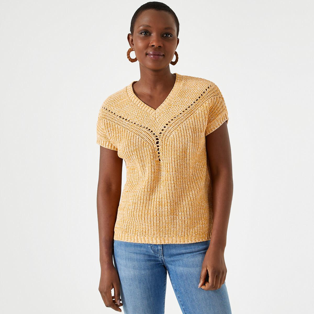 Melierter Pullover Mit V-ausschnitt Damen Gelb 48/50 von La Redoute Collections