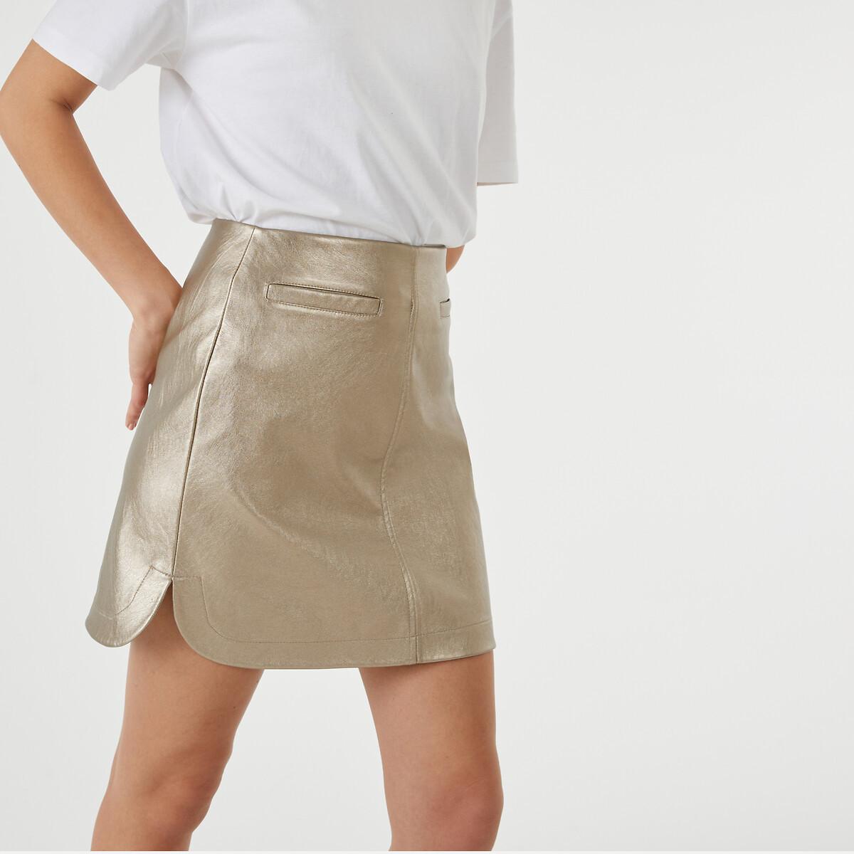 Minirock Aus Lederimitat Damen Gold 44 von La Redoute Collections