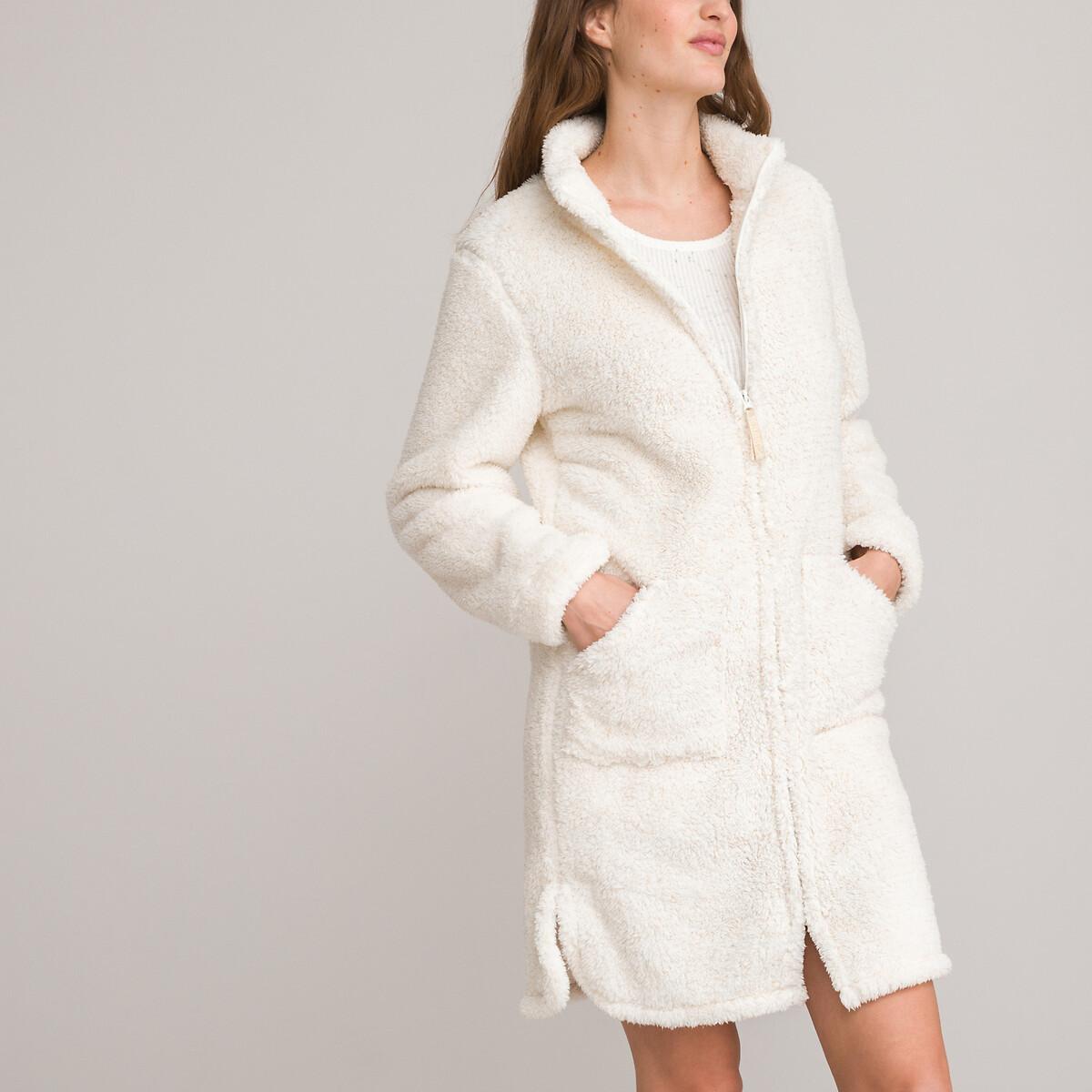 Morgenmantel Aus Fleece Damen Weiss 46