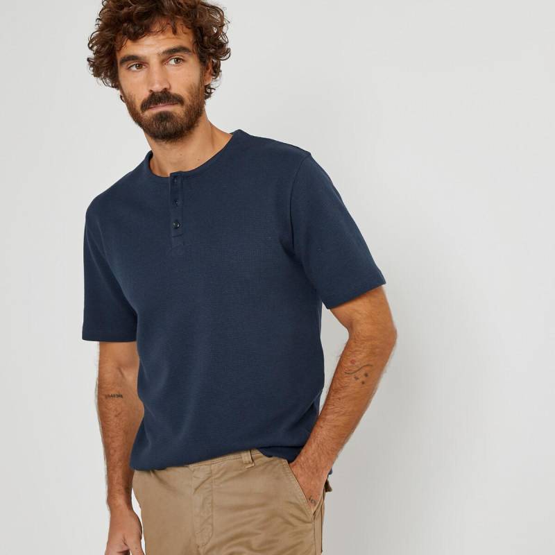 Oberteil In T-shirt-form Mit Rundem Ausschnitt Und Kleiner Knopfleiste Herren Blau 3XL von La Redoute Collections