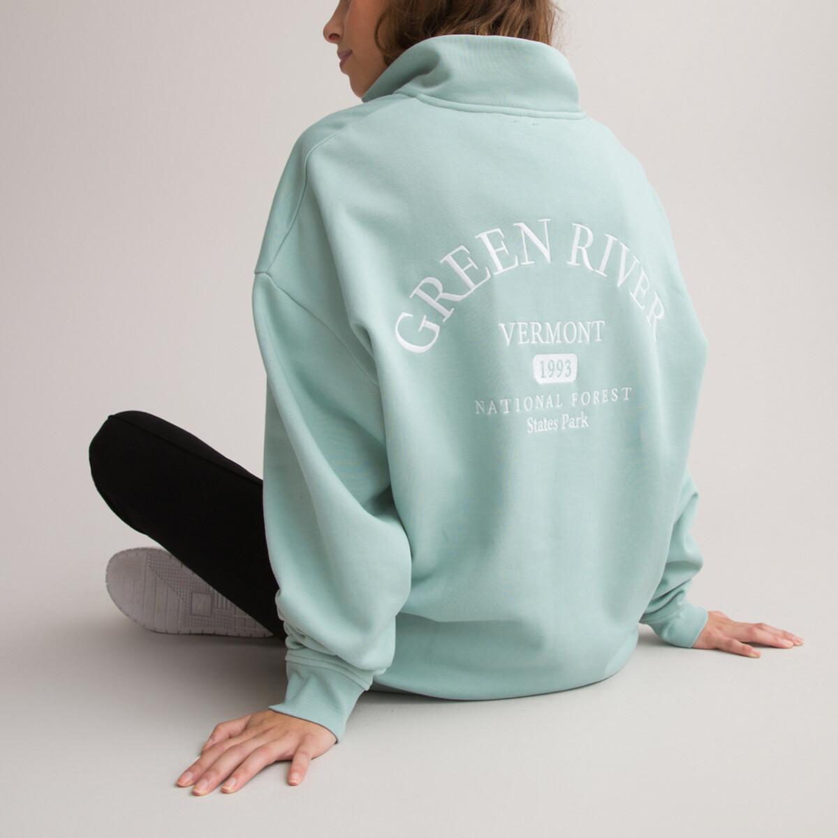 Oversize-sweatshirt Mit Stehkragen Und Halbem Reissverschluss Mädchen Grün XXXS von La Redoute Collections