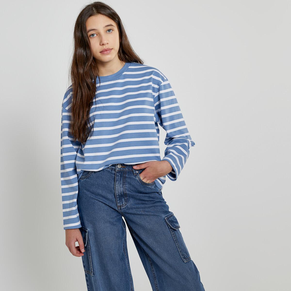 Oversized-shirt Mit Ringelstreifen Mädchen Blau M von La Redoute Collections