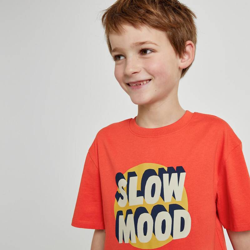 Oversized-t-shirt Mit Rundhalsausschnitt & Schriftzug Vorne Jungen Orange 102 von La Redoute Collections