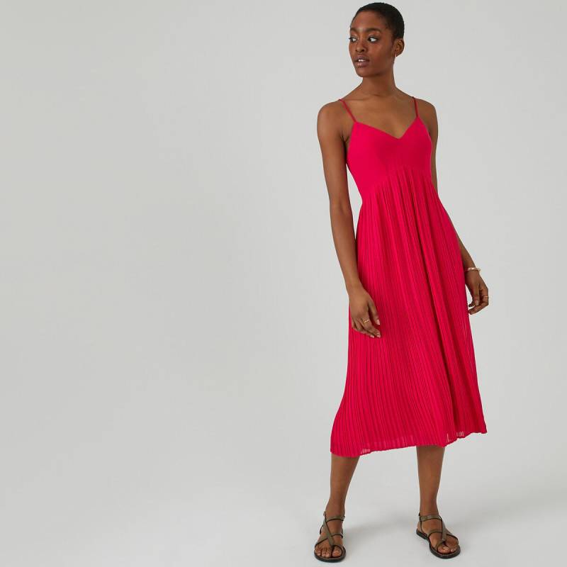 Plissiertes Maxikleid Mit Schmalen Trägern Damen Rosa 40 von La Redoute Collections