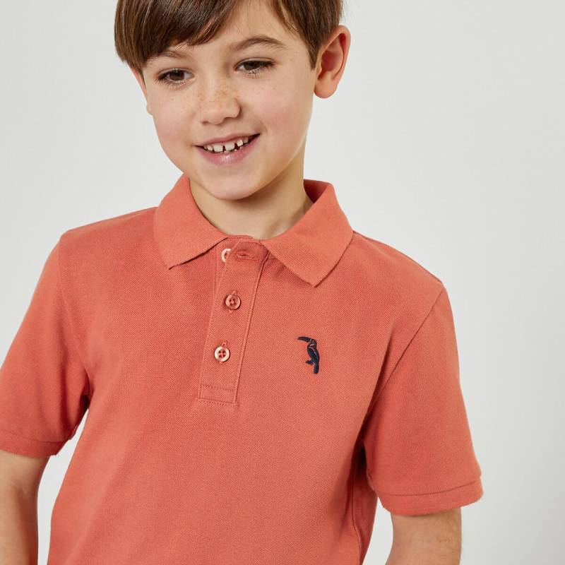 Poloshirt Mit Kurzen Ärmeln Und Gesticktem Tukan Jungen Orange 102 von La Redoute Collections