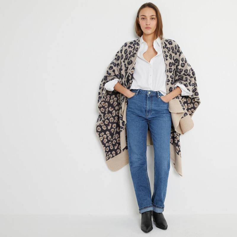 Poncho Damen Weiss Bedruckt ONE SIZE von La Redoute Collections