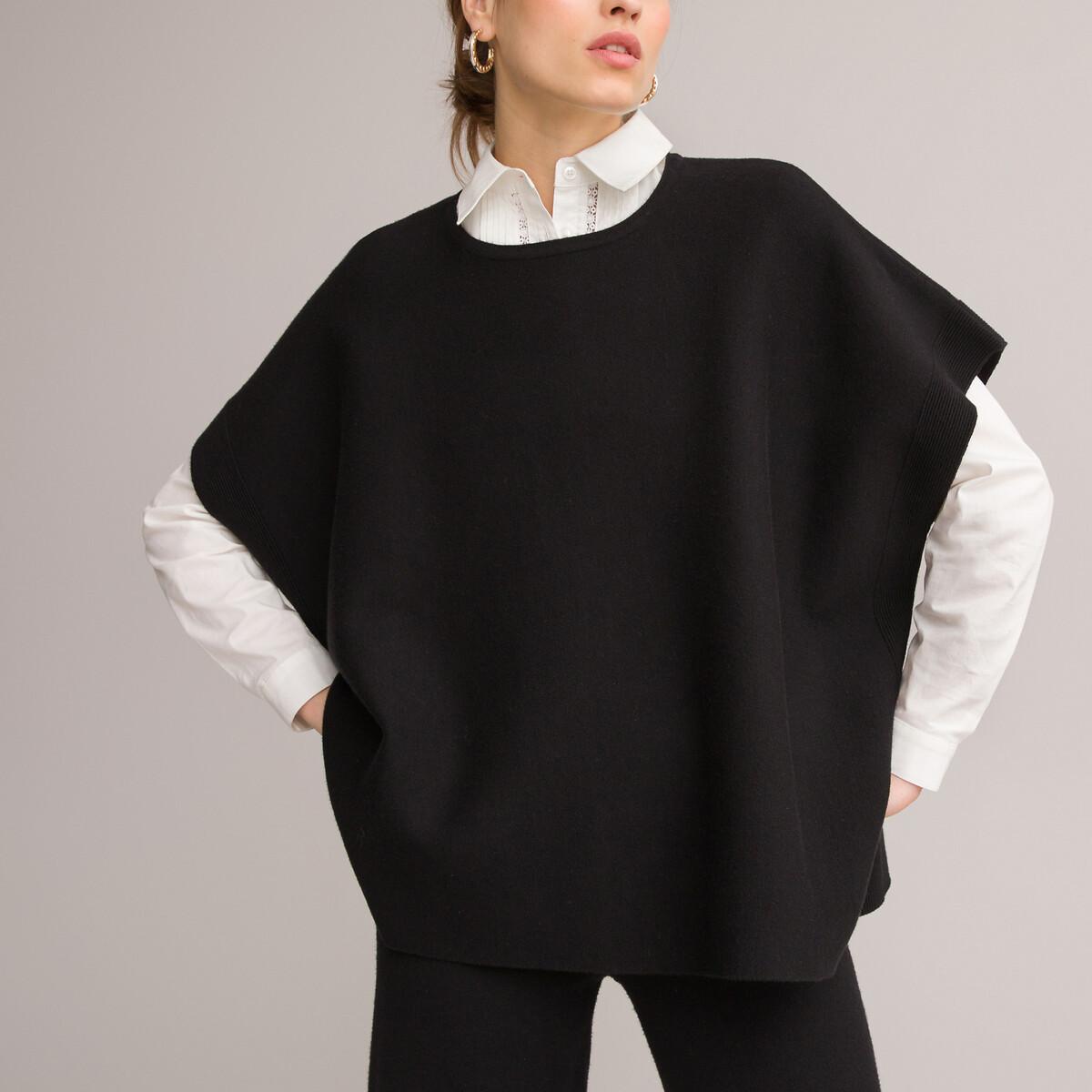 La Redoute Collections - Poncho mit rundem Ausschnitt, für Damen, Schwarz, Größe 38 von La Redoute Collections