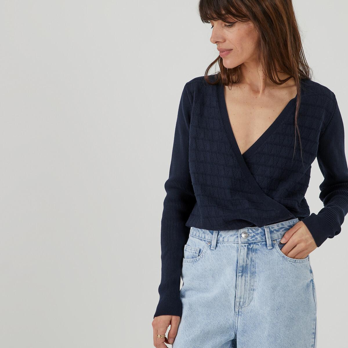 Pullover In Wickelform Damen Blau L von La Redoute Collections