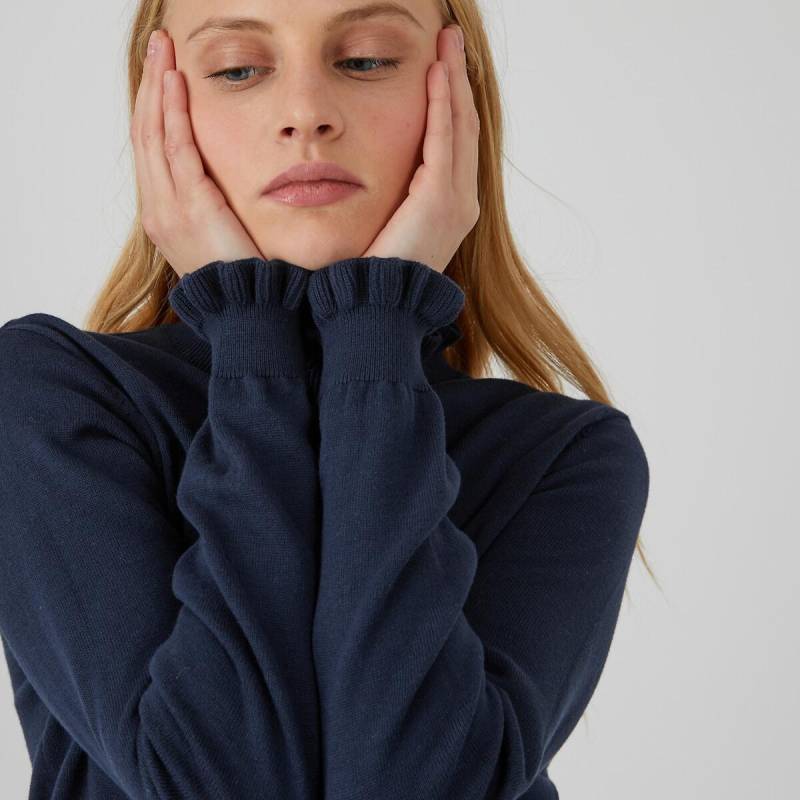 Pullover Mit Gerüschtem Stehkragen Und Langen Ärmeln Damen Blau L von La Redoute Collections